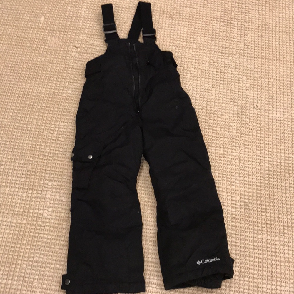 Kids black Columbia brand snow bibs size 4/5
